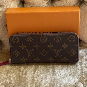Authentic Louis Vuitton Clemence Wallet Monogram Fuchsia